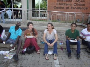 Annette enjoying lunch with her coworkers at the clinic.