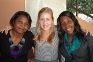 Kate with two co-workers at African Impact.