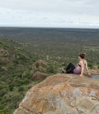 Stefanie enjoying the view from Mu Kenya, the highest point on Mpala Ranch