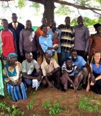 Lauren Manning with a family being reunited in Uganda